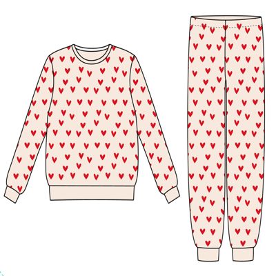 Micro-éponge · Groovy Little Red Hearts · 100% coton biologique