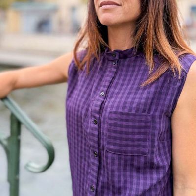 Medium twill TENCEL™ · Petits carreaux · Purple Night