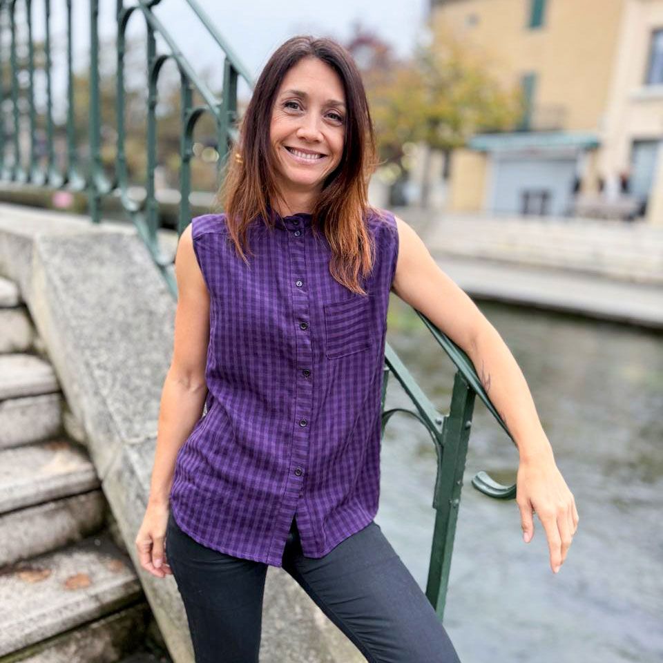 Medium twill TENCEL™ · Petits carreaux · Purple Night